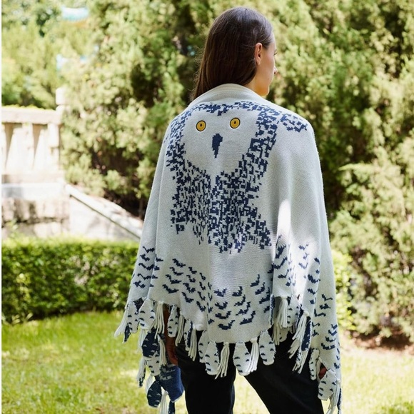 BOHO Hedwig OWL‎ Wings Knit Fringed Winter Shawl Sweater Scarf Unique Gift NEW! - Picture 2 of 11